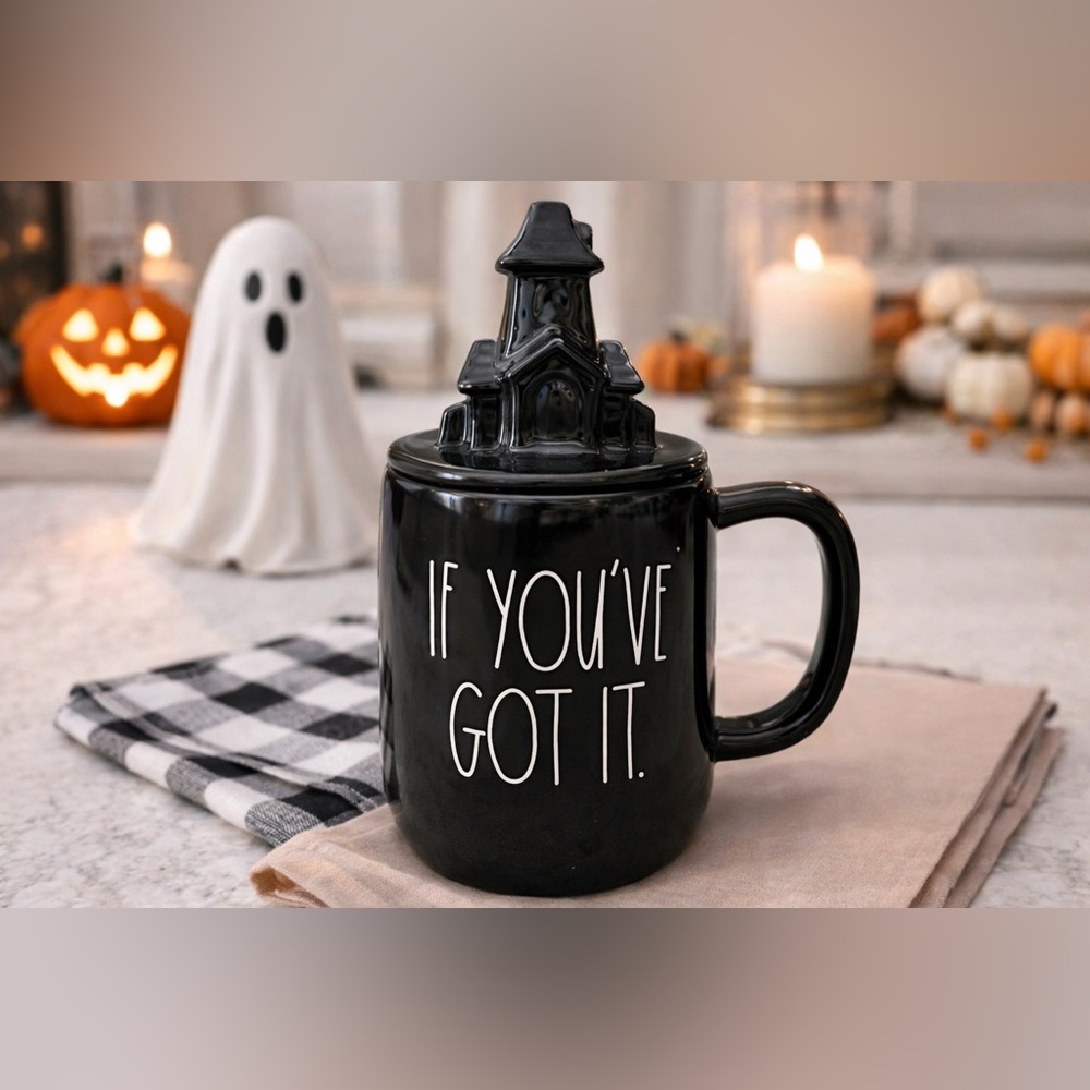 Rae Dunn “If You Got It, Haunt It” Lidded Mug – Halloween Figural – NEW
